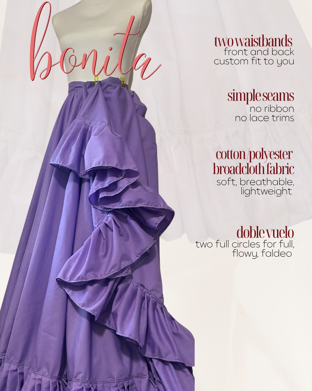 BONITA | ballet folklorico doble vuelo skirt | falda de ballet folklorico de doble vuelo