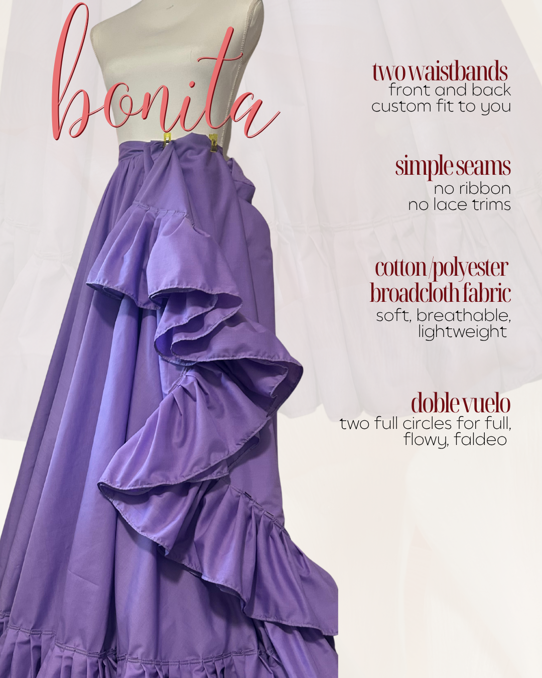 BONITA | ballet folklorico doble vuelo skirt | falda de ballet folklorico de doble vuelo